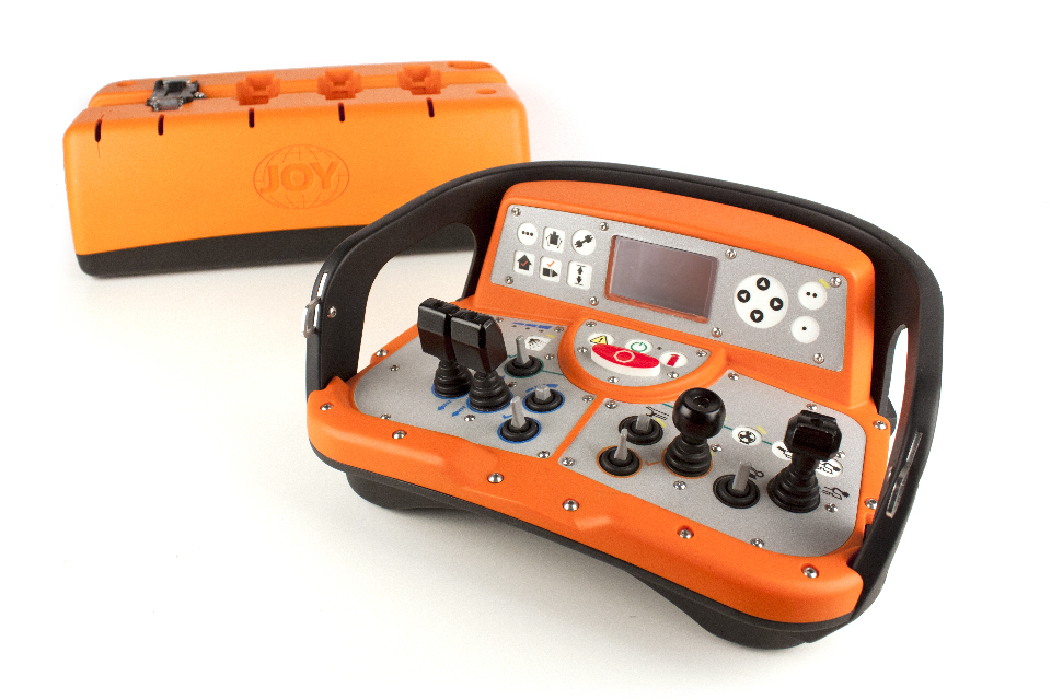 The mining remote is shown from two different angles to highlight its construction.