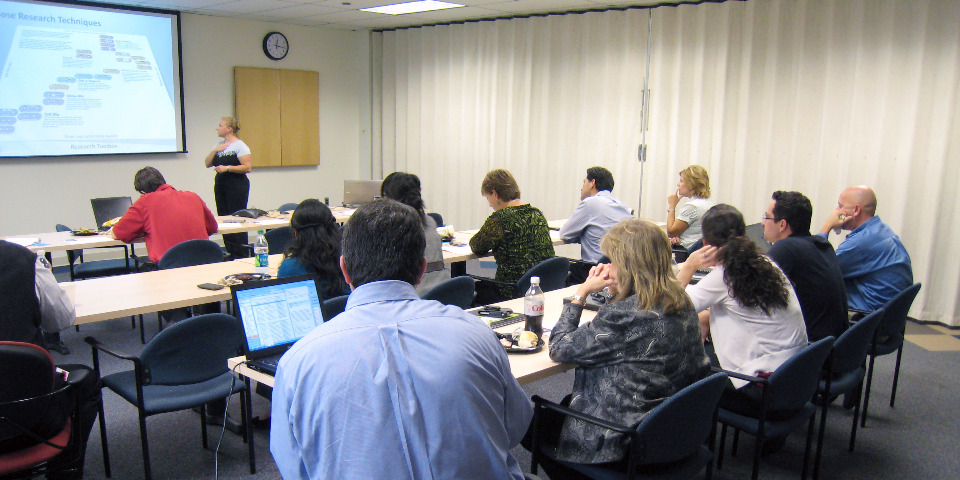 A group of progressions are shown in a classroom setting, while the Daedalus Research Manager provide information on research techniques.