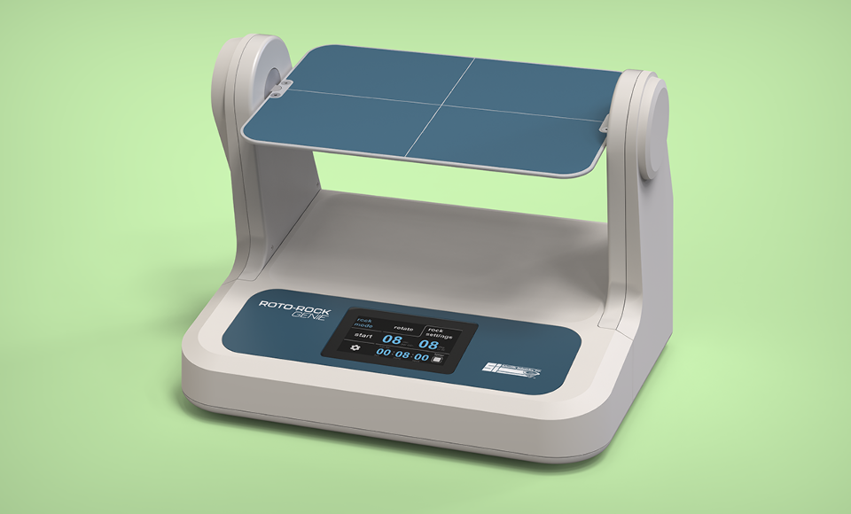 A photorealistic image of the RotoRock is visible. The final design and interface are seen.