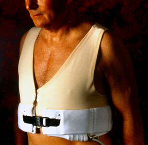A man is depicted wearing the prototype vest design.